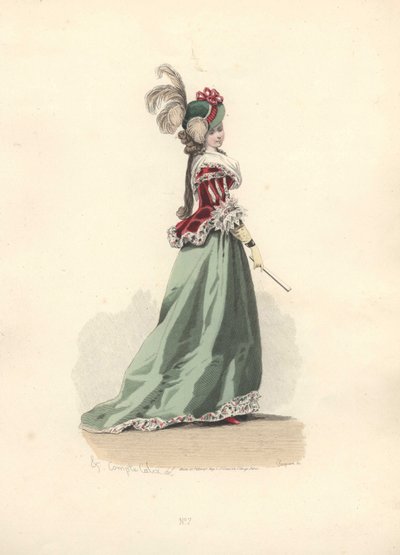 Donna in giacca e gonna, epoca di Maria Antonietta da Francois Claudius Compte Calix