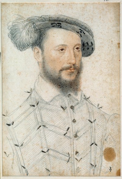 Ritratto di Antonio di Halluin, Signore di Piennes (1505 - 1553). Disegno a sanguigna e pietra nera di François Clouet (1515-1572) da François Clouet