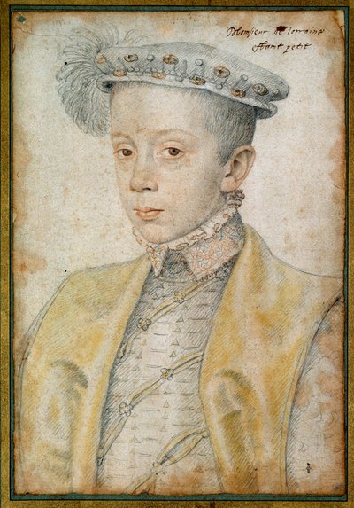 Ritratto di Carlo II Duca di Lorena e Bar (1543-1608). Disegno a sanguigna e pietra nera di François Clouet (1515-1572) da François Clouet