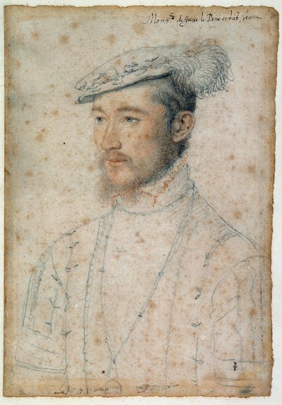 Ritratto di Francesco di Lorena, Duca di Guisa (1520 - 1563). Disegno a sanguigna e pietra nera di Clouet Francois (1515-1572) da François Clouet
