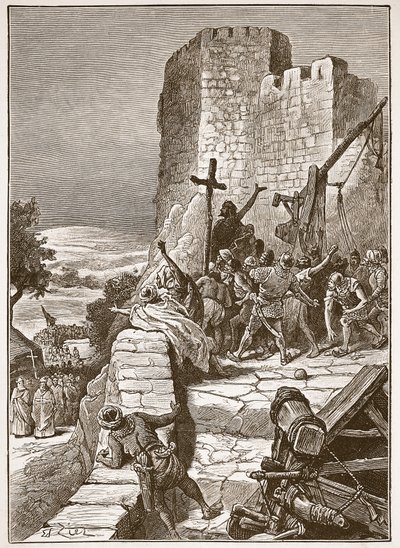 Processione dei crociati intorno alle mura di Gerusalemme, illustrazione da 