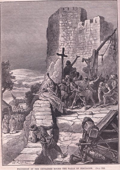 Processione dei crociati intorno alle mura di Gerusalemme AD 1097 da Francois Edouard Zier