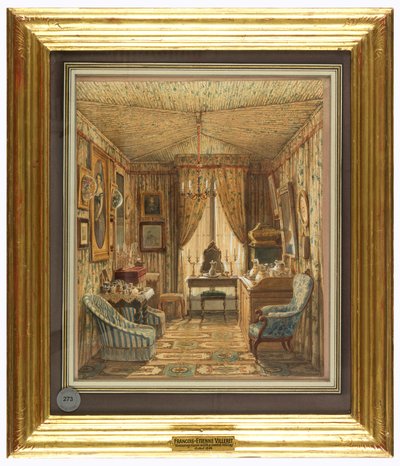 Disegno, Interno di una stanza da toeletta con soffitto a tenda da Francois Etienne Villeret