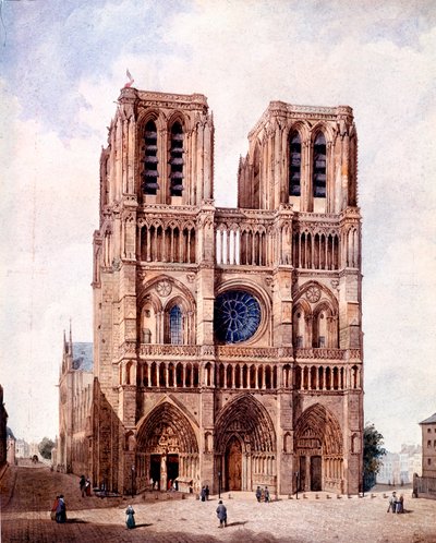 La facciata della cattedrale di Notre Dame a Parigi da Francois Etienne Villeret