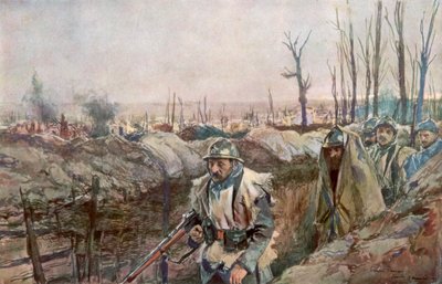 Una trincea francese nel villaggio di Souchez, Artois, Francia, 18 dicembre 1915, 1926 da Francois Flameng