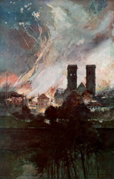 Bombardamento di Verdun con Proiettili Incendiari, Francia, 25-26 marzo 1916, 1926 da Francois Flameng