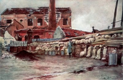 Barricata della fabbrica, Soissons, Francia, 20 maggio 1915, 1926 da Francois Flameng