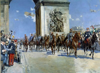 Prima Guerra Mondiale: Sfilata della vittoria il 14/07/1919 sugli Champs Elysées a Parigi da Francois Flameng