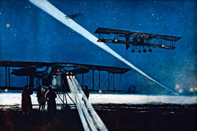 Ritorno dal volo notturno, bombardamento simulato da Francois Flameng