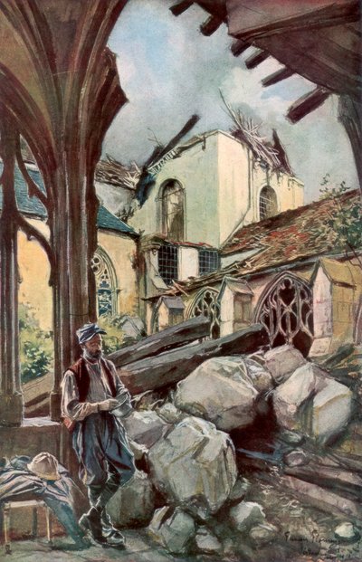 Il chiostro e la cattedrale di Verdun, Francia, giugno 1916 da Francois Flameng
