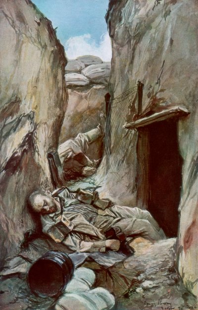 Le Trincee Conquistate di Perthes, Champagne, Francia, ottobre 1915, 1926 da Francois Flameng