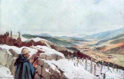 Trincee con vista sulla valle di Munster con il Reno in lontananza, gennaio 1916 da Francois Flameng