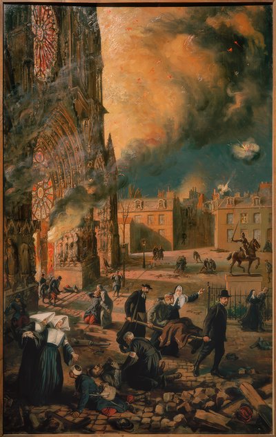 Cattedrale di Reims in fiamme da Francois Fournier Sarloveze