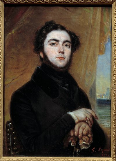 Ritratto di Eugene Sue, romanziere. Dipinto di Francois Gabriel Lepaulle, 1836. Parigi, Museo Carnavalet da Francois Gabriel Guillaume Lepaulle