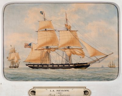 Il brigantino Merope, di Francois Roux, acquerello, Francia da Francois Geoffroy Roux