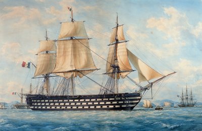 Il vascello Montebello, di Francois Roux, acquerello, Francia da Francois Geoffroy Roux