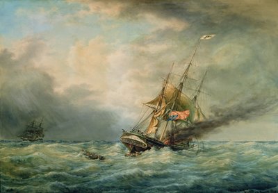 La "Polonia" brucia in mare nel maggio 1840 da Francois Geoffroy Roux