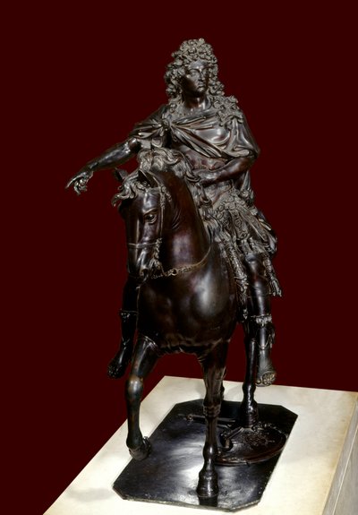 Statua equestre di Re Luigi XIV in bronzo fuso a cera persa da Francois Girardon