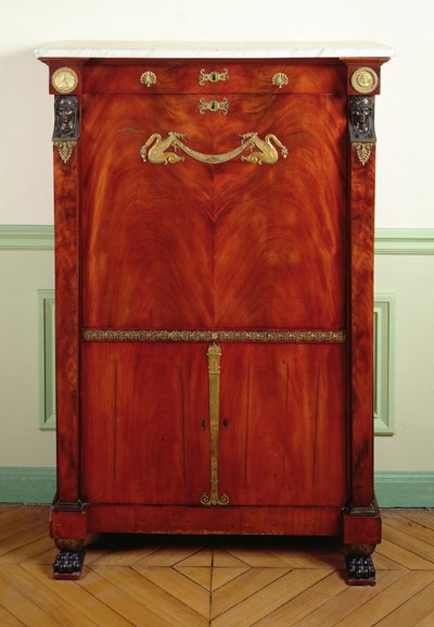 Scrivania con coperchio (oro, mogano, marmo e bronzo) da Francois H. G. attr. to Jacob Desmalter