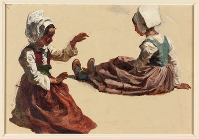 Due ragazze in costume regionale da Francois Hippolyte Lalaisse