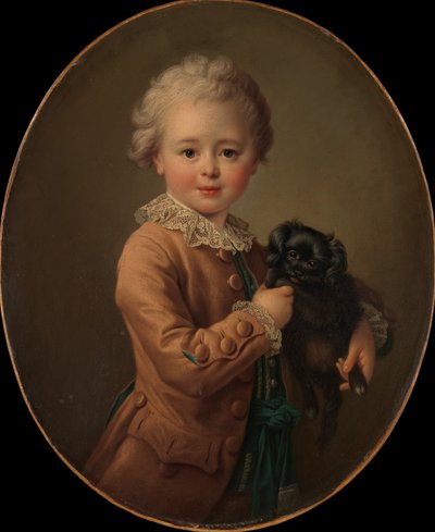 Ragazzo con un Spaniel Nero da Francois Hubert Drouais