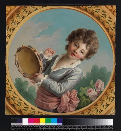 Bambino con tamburello da Francois Hubert Drouais