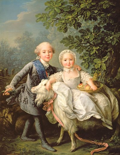 Ritratto di Charles Philippe di Francia (1757-1836) (poi Carlo X) e sua sorella Marie Adelaide (1759-1802) (poi Regina di Sardegna) 1763 da Francois Hubert Drouais