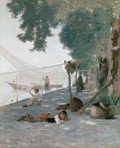 Reti e pescatori da Francois Louis David Bocion