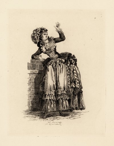 Donna alla moda con cappello alla Nicolet, era di Maria Antonietta da Francois Louis Joseph (after) Watteau