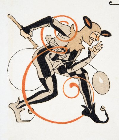 Lettera E da Personages de Comedie, pub. 1922 da Francois Louis Schmied