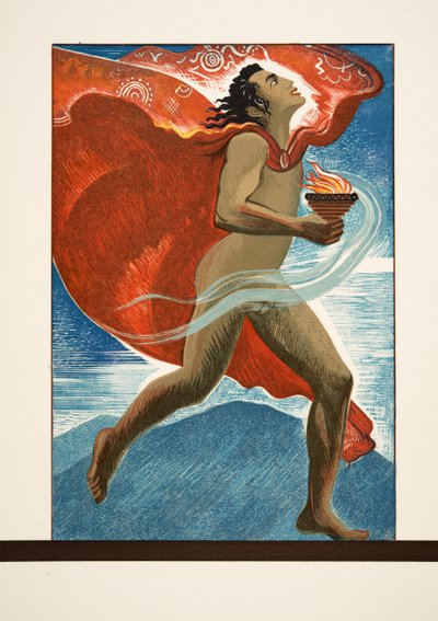 Prometeo che corre con il fuoco, da Prométhée Enchaîné di Eschilo, pub. 1941 da Francois Louis Schmied