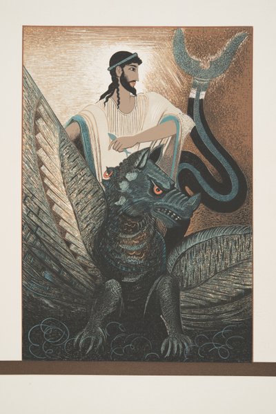 Ulisse e il Drago da Prométhée Enchaîné di Eschilo, pub. 1941 da Francois Louis Schmied