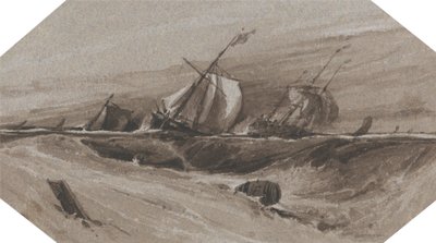Navi inclinate in un mare tempestoso da Francois Louis Thomas Francia