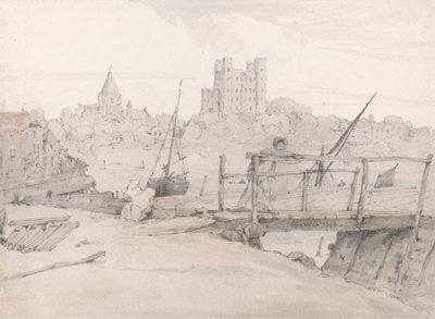 Veduta sud-est del castello di Rochester e della cattedrale da Francois Louis Thomas Francia