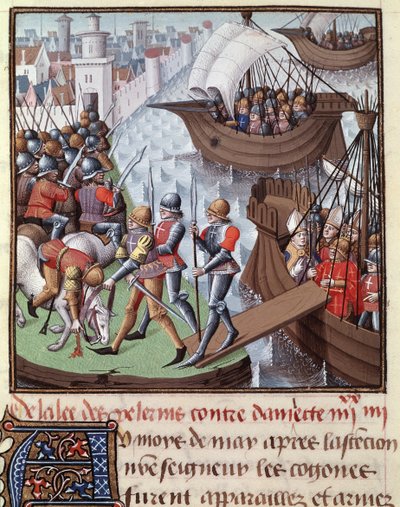 Settima Crociata: la flotta dei Crociati guidata da San Luigi da Damietta nel 1249 da Maître François