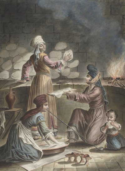 Donne turche che fanno il pane da Francois Marie Rosset