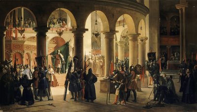 Goffredo di Buglione deposita nella chiesa del Santo Sepolcro i Trofei di Ascalona da Francois Marius Granet
