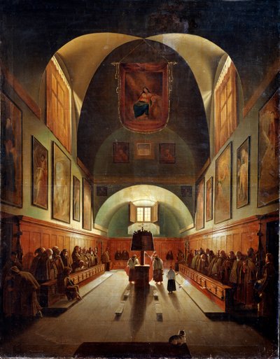Interno della Chiesa dei Cappuccini a Roma, fine XVIII o XIX secolo da Francois Marius Granet