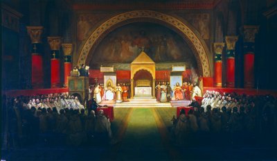Riunione del Capitolo dei Cavalieri Templari, Parigi, 1147 XIX secolo da Francois Marius Granet