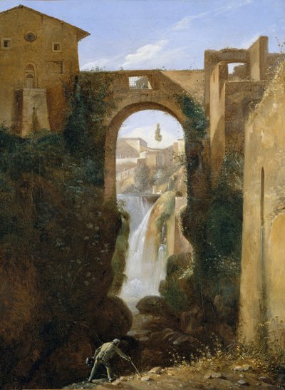 Ponte San Rocco e cascate, Tivoli, ca. 1810-20 da Francois Marius Granet