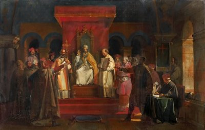 Papa Onorio II concede il riconoscimento ufficiale ai Cavalieri Templari nel 1128 da Francois Marius Granet