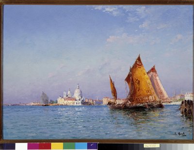 Topis nel bacino di fronte alla chiesa della Salute a Venezia da Francois Nardi