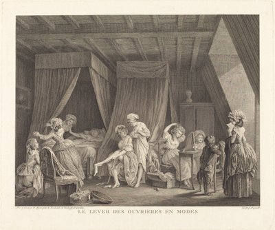 Il risveglio delle operaie di moda da Francois Nicolas Barthelemy Dequevauviller after Nicolas Lavreince