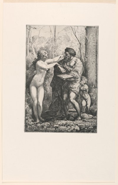 Artista e una ninfa, da Dodici incisioni di Chifflart da Francois Nicolas Chifflart