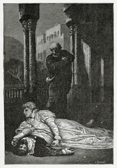 Dona Sol muore sul cadavere di Hernani, XIX secolo da Francois Nicolas Chifflart