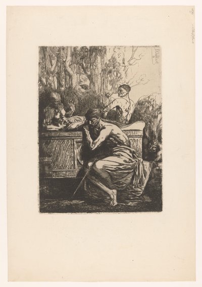 Rappresentazione classica con uomini intorno a un sarcofago da Francois Nicolas Chifflart