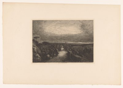 Paesaggio con cavaliere in una folla da Francois Nicolas Chifflart