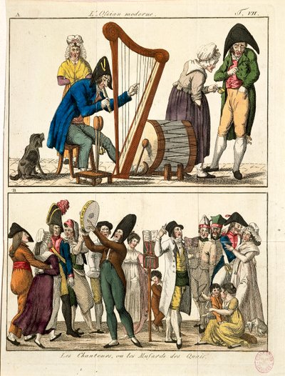 Caricatura di Ossian moderno e di cantanti di strada, di François Nicolas Martinet da Francois Nicolas Martinet