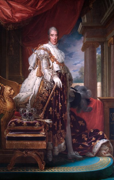 Ritratto di re Carlo X di Francia in abiti di incoronazione, c. 1824 da Francois Pascal Simon Gerard