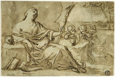 Maddalena nel deserto con due putti da Francois Perrier